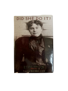 Lizzie Borden Shop - Official Lizzie Borden House Did She Do It Decorative Magnet | Halloween Fridge Magnet | Gothic Home Decor | Spooky Locker Decorations