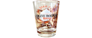 Lizzie Borden Shop - Official Lizzie Borden House Etched Shot Glass | Halloween Drinkware | Gothic Bar Accessories | Spooky Glassware