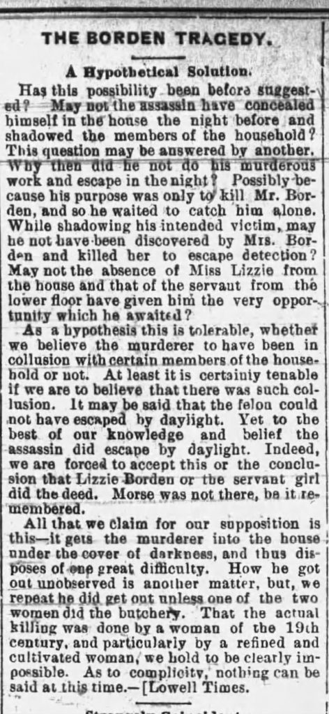 The Fall River Daily Evening News The Borden Tragedy