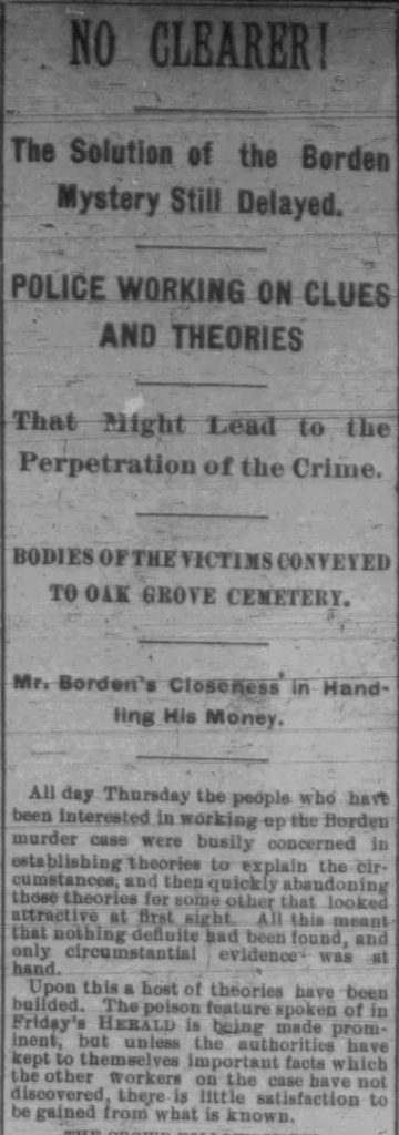 The Fall River Daily Herald The Solution of the Borden Mystery Still Delayed