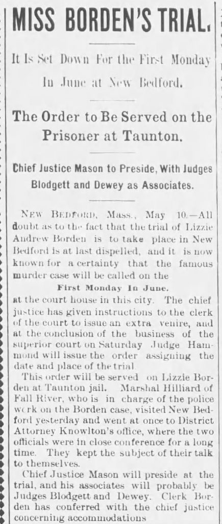 Fall River Daily Evening News Miss Borden's Trial