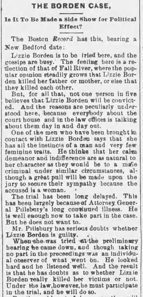 Fall River Daily News The Borden Case